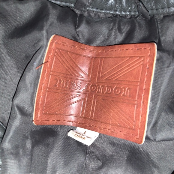 Grey cropped leather jacket - Picture 3 of 4